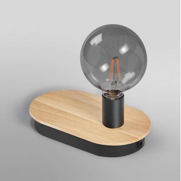 Ledvance - Dotyková stolná lampa s USB konektorom DECOR WOOD 1xE27/8W/230V gumovník