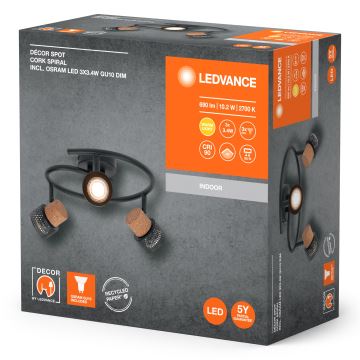 Ledvance - LED Bodové svietidlo DECOR CORK 3xGU10/3,4W/230V