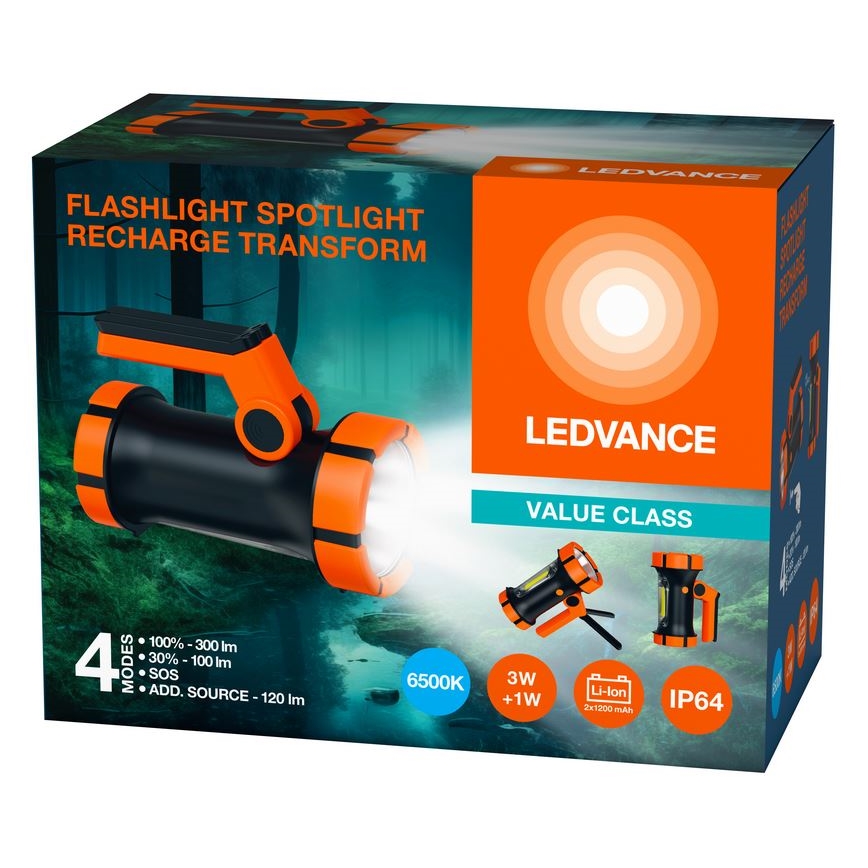 Ledvance - LED nabíjacia baterka s powerbankou FLASHLIGHT LED/3W/5V IP64 2400mAh