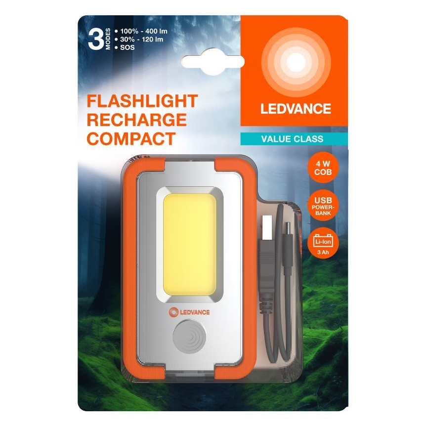 Ledvance - LED nabíjacia baterka s powerbankou FLASHLIGHT LED/4W/5V 3000mAh IPX2