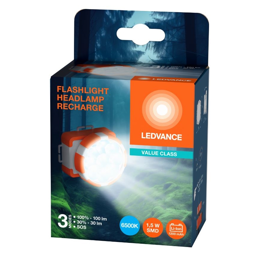 Ledvance - LED Nabíjacia čelovka FLASHLIGHT LED/1,5W/5V 1200mAh