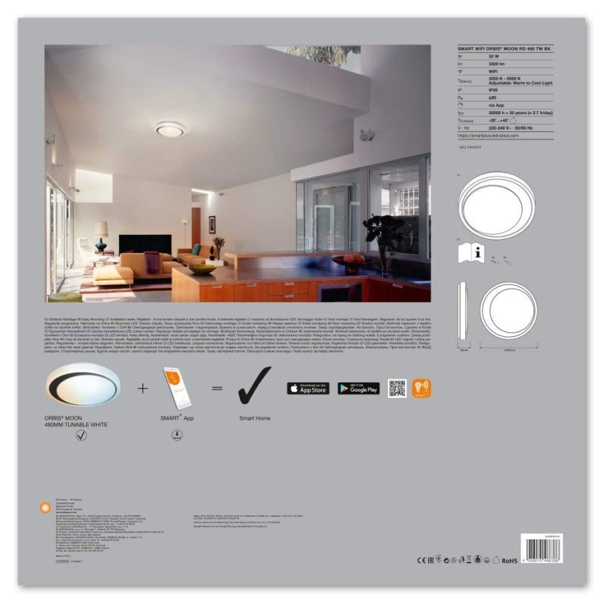 Ledvance - LED Stmievateľné svietidlo SMART+ MOON LED/32W/230V 3000K-6500K Wi-Fi