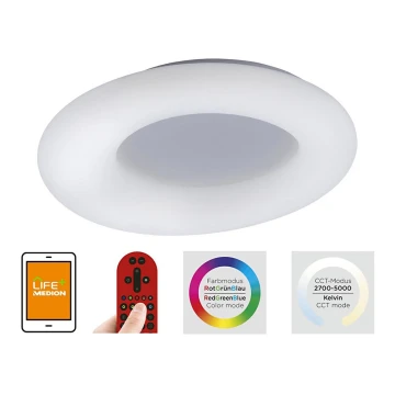 Leuchten Direkt 14746-16 - LED RGB Stmievateľné stropné svietidlo LOLA LED/38W/230V Tuya + diaľkové ovládanie