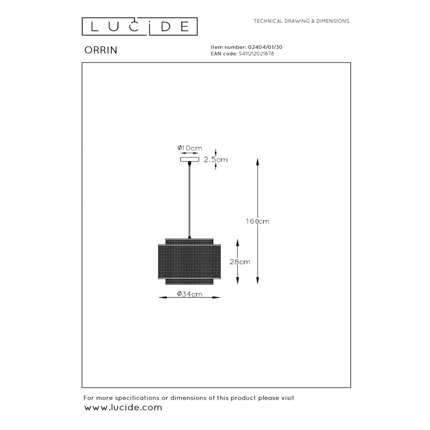 Lucide 02404/01/30 - Luster na lanku ORRIN 1xE27/60W/230V