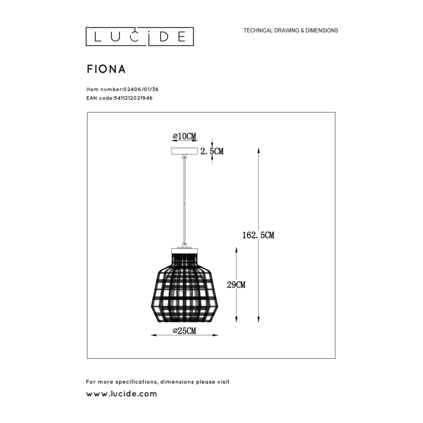 Lucide 02406/01/36 - Luster na lanku FIONA 1xE27/60W/230V