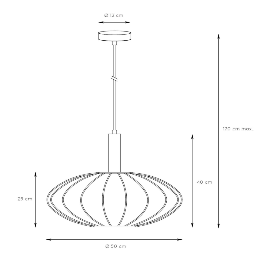 Lucide 03447/52/30 - Luster na lanku CORINA 1xE27/40W/230V pr. 50 cm čierna