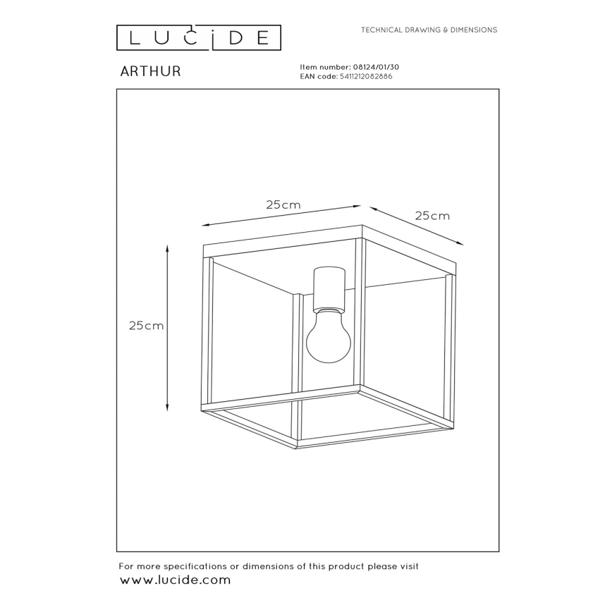 Lucide 08124/01/30 - Stropné svietidlo ARTHUR 1xE27/60W/230V