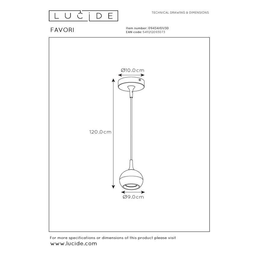 Lucide 09434/01/30 - Luster na lanku FAVORI 1xGU10/5W/230V čierna