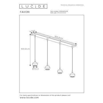 Lucide 09434/04/30 - Luster na lanku FAVORI 4xGU10/5W/230V čierna