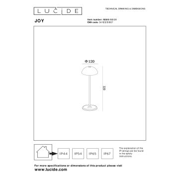 Lucide 15500/02/31 - LED Stmievateľná dotyková vonkajšia lampa JOY LED/1,5W/4V IP54 biela