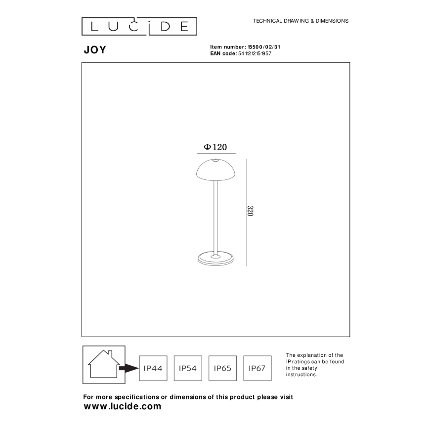 Lucide 15500/02/31 - LED Stmievateľná dotyková vonkajšia lampa JOY LED/1,5W/4V IP54 biela