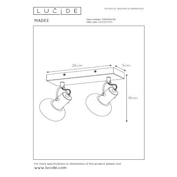 Lucide 17993/02/30 - Bodové svietidlo MADEE 2xE14/25W/230V