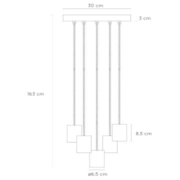 Lucide 20416/15/65 - Luster na lanku GELKA 5xE27/40W/230V