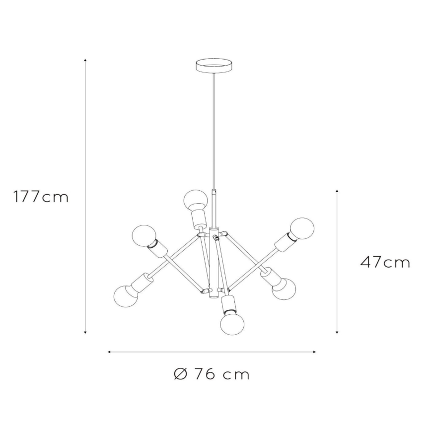 Lucide 21424/06/30 - Luster na lanku LESTER 6xE27/40W/230V čierna