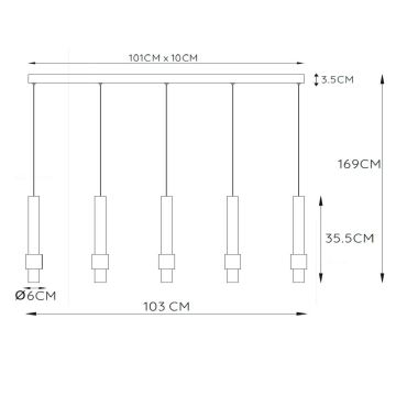 Lucide 24402/30/30 - LED Stmievateľný luster na lanku MARGARY 5xLED/4,2W/230V čierna