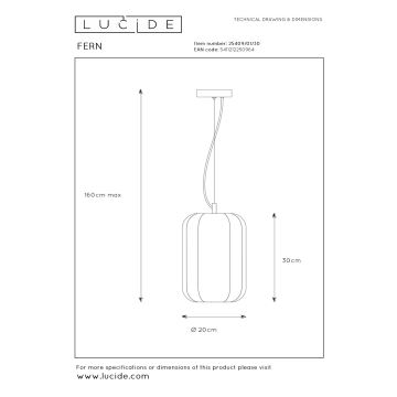 Lucide 25409/01/30 - Luster na lanku FERN 1xE27/60W/230V