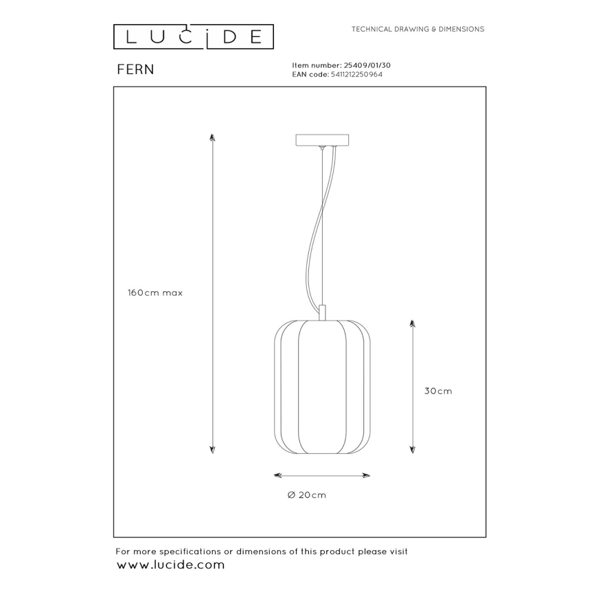 Lucide 25409/01/30 - Luster na lanku FERN 1xE27/60W/230V