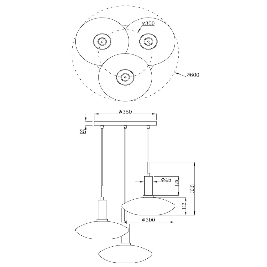 Lucide 25413/13/02 - Luster na lanku SINGALA 3xE27/60W/230V