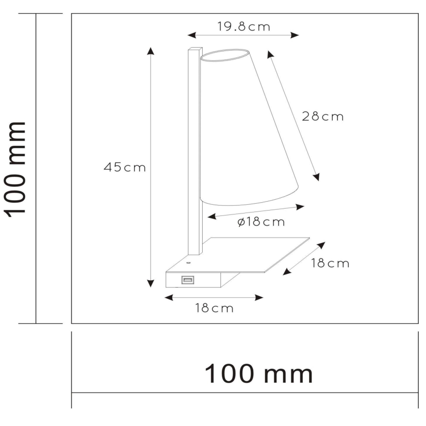 Lucide 30295/01/30 - Stmievateľná stolná lampa GREGORY 1xE27/60W/230V USB čierna