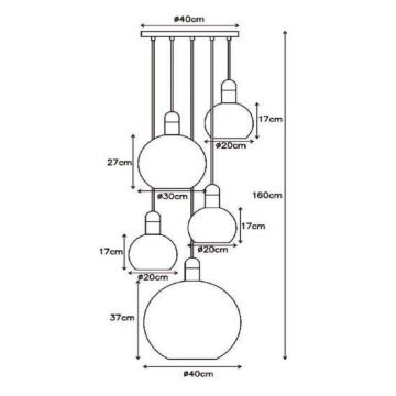 Lucide 34438/05/61 - Luster na lanku JULIUS 5xE27/40W/230V