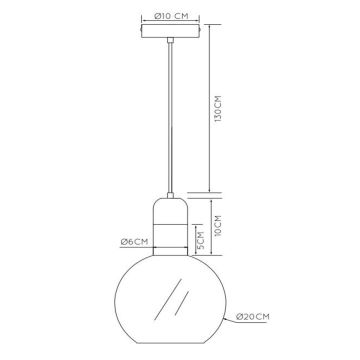 Lucide 34438/20/61 - Luster na lanku JULIUS 1xE27/40W/230V pr. 20 cm