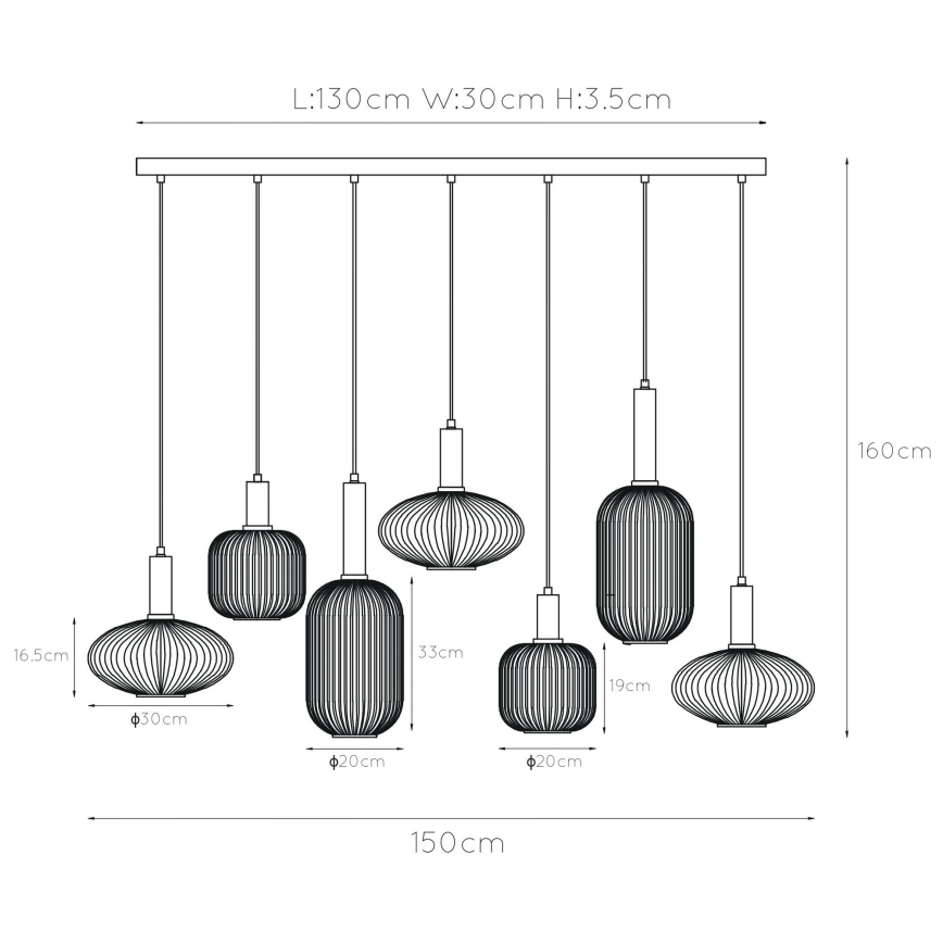 Lucide 45386/07/62 - Luster na lanku MALOTO 7xE27/40W/230V