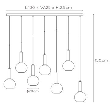 Lucide 45402/07/30 - Luster na lanku MARIUS 7xE27/40W/230V čierna