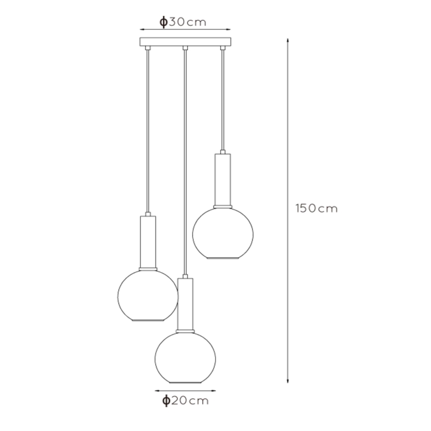 Lucide 45402/13/30 - Luster na lanku MARIUS 3xE27/40W/230V čierna