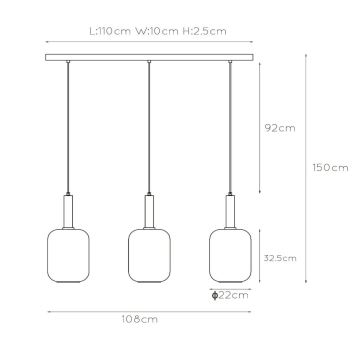 Lucide 45494/03/65 - Luster na lanku JOANET 3xE27/40W/230V čierna