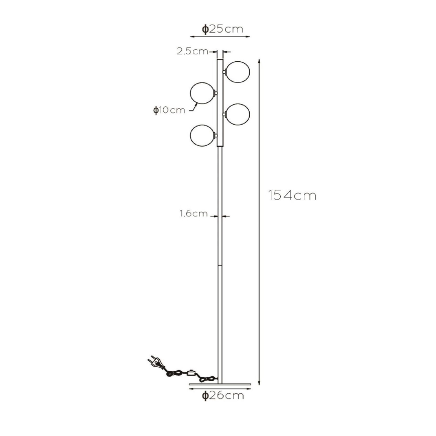 Lucide 45774/04/30 - Stojacia lampa TYCHO 4xG9/28W/230V čierna