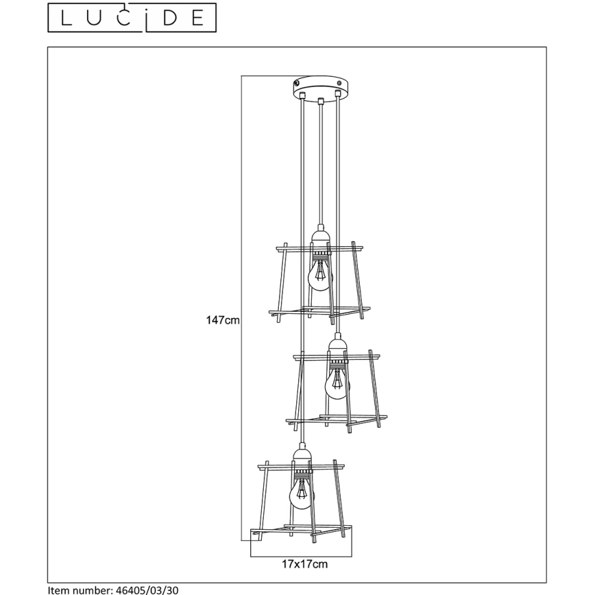 Lucide 46405/03/30 - Luster na lanku EDGAR 3xE27/40W/230V