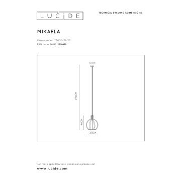 Lucide 73400/32/30 - Luster na lanku MIKAELA 1xE27/60W/230V