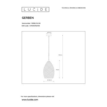 Lucide 78390/24/63 - Luster na lanku GERBEN 1xE27/40W/230V