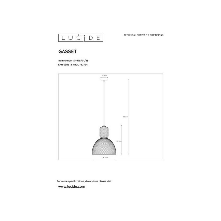 Lucide 78395/01/33 - Luster na lanku GASSET 1xE27/60W/230V zelená