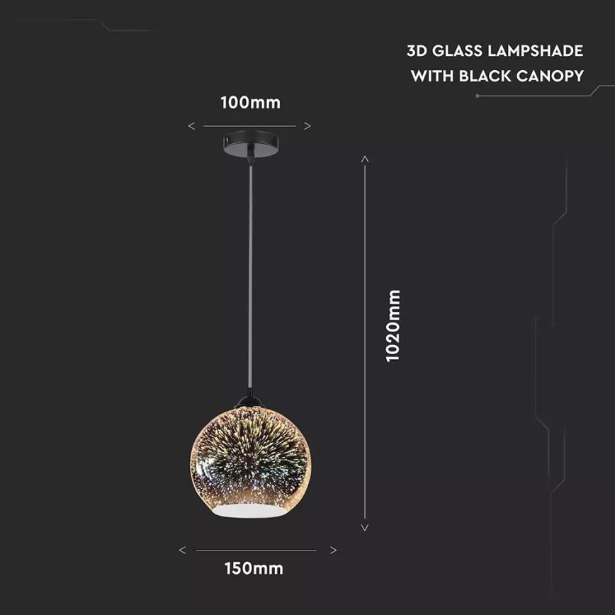 Luster na lanku 3D 1xE27/60W/230V