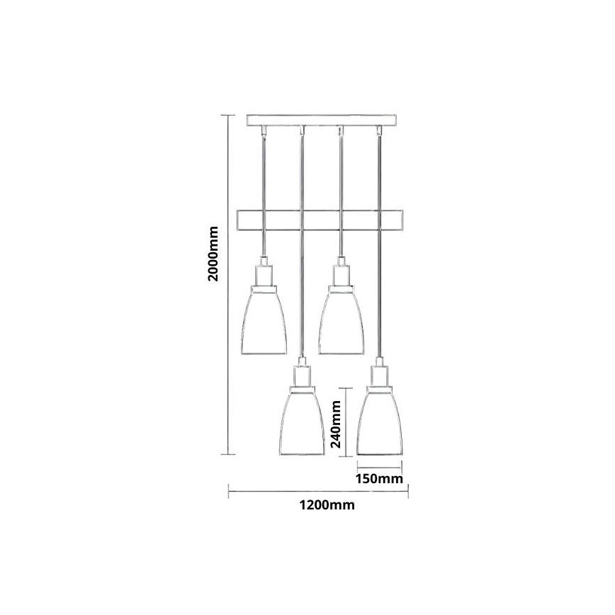 Luster na lanku 4xE27/60W/230V čierna