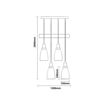 Luster na lanku 4xE27/60W/230V meď