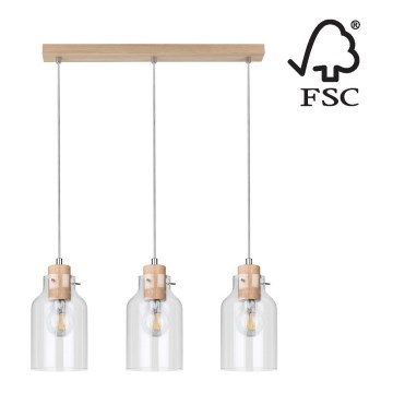 Luster na lanku ALESSANDRO 3xE27/60W/230V dub – FSC certifikované