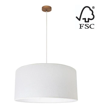 Luster na lanku BENITA 1xE27/40W/230V biela/dub – FSC certifikované