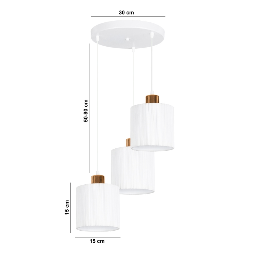 Luster na lanku BIZO 3xE27/60W/230V biela/medená