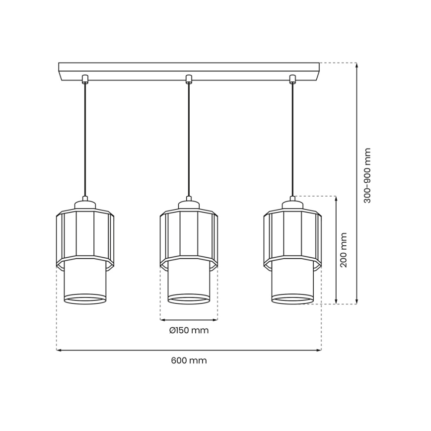 Luster na lanku BLANCO 3xE27/60W/230V biela