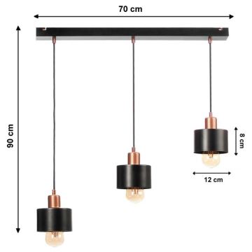 Luster na lanku BODO 3xE27/60W/230V