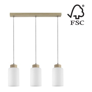 Luster na lanku BOSCO 3xE27/60W/230V dub – FSC certifikované