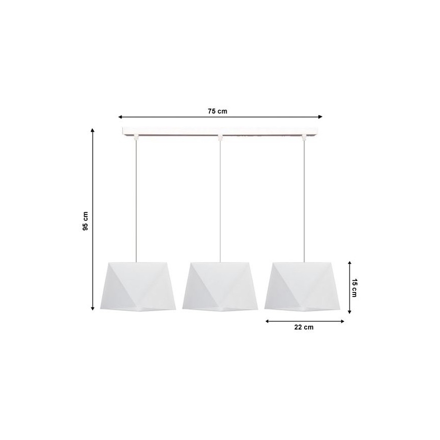 Luster na lanku DIAMENT 3xE27/60W/230V biela