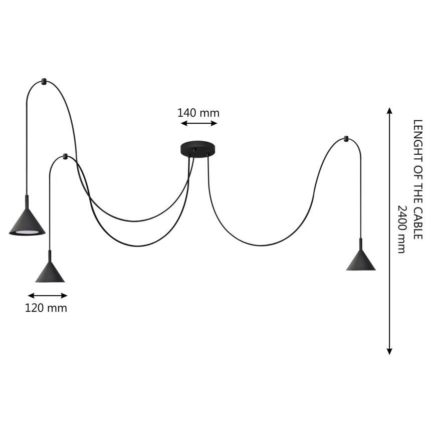 Luster na lanku ETNA LONG 3xGX53/10W/230V čierna