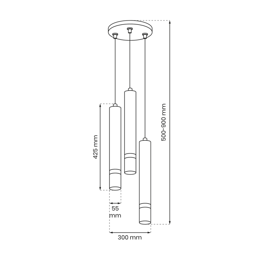 Luster na lanku JOKER 3xGU10/8W/230V čierna/lesklý chróm