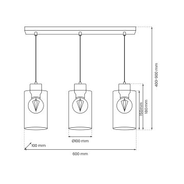 Luster na lanku MADERA 3xE27/60W/230V biela/drevo