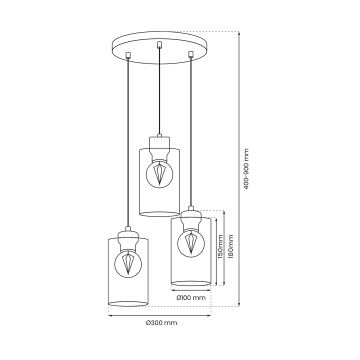 Luster na lanku MADERA 3xE27/60W/230V biela/drevo