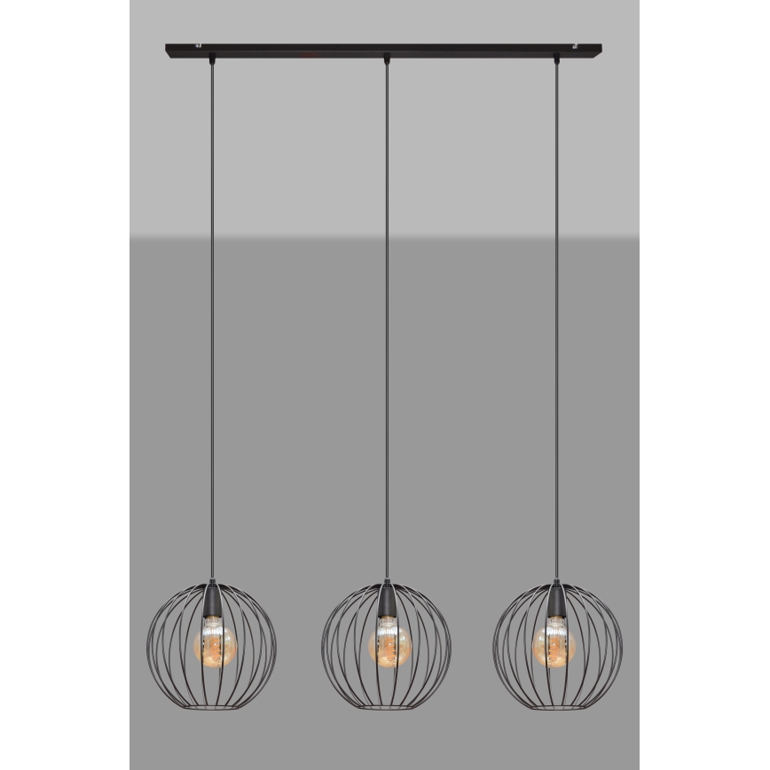 Luster na lanku MERCURE 3xE27/60W/230V čierna