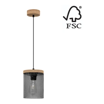 Luster na lanku MONSUN 1xE27/60W/230V borovica – FSC certifikované